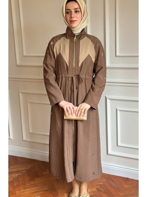 Zımba Detaylı Trençkot Kahverengi