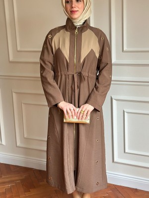 Zımba Detaylı Trençkot Kahverengi