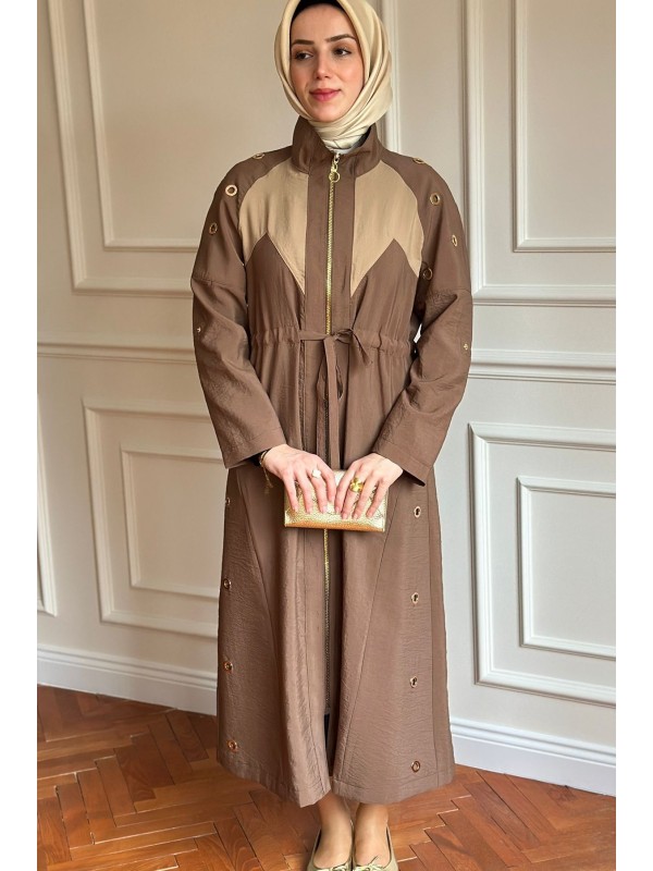 Zımba Detaylı Trençkot Kahverengi