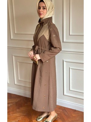 Zımba Detaylı Trençkot Kahverengi