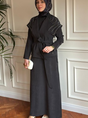 Yelekli Elbise Siyah