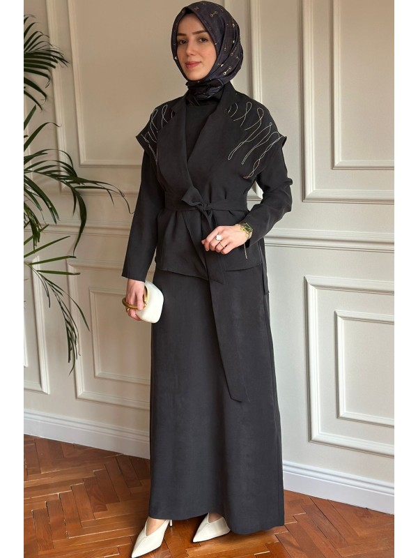 Yelekli Elbise Siyah