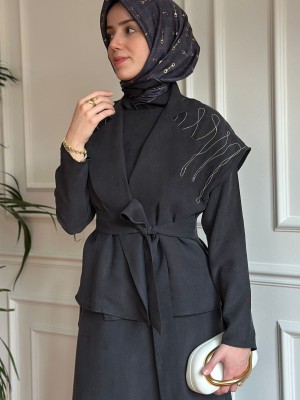 Yelekli Elbise Siyah