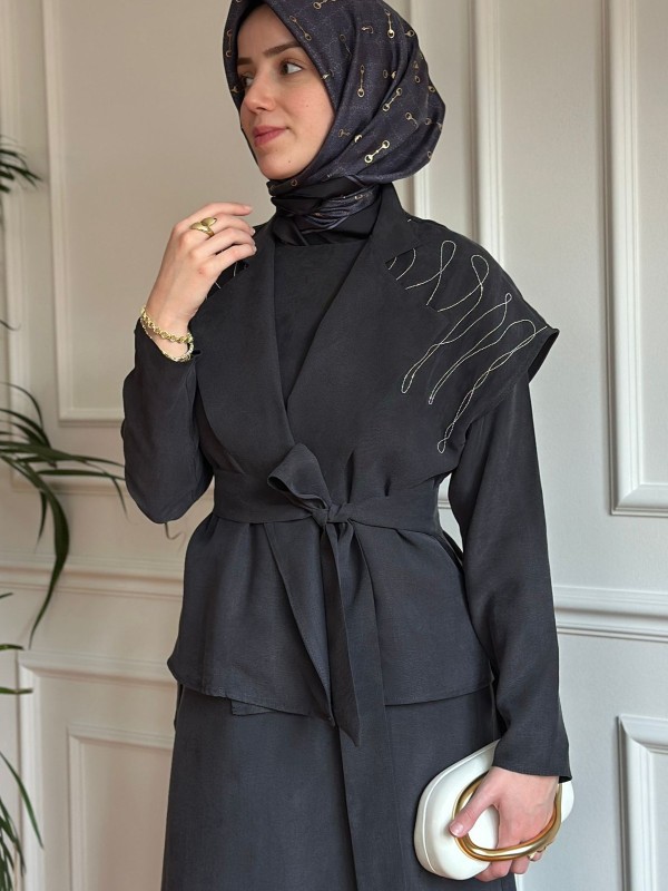 Yelekli Elbise Siyah