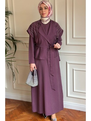 Yelekli Elbise Mürdüm