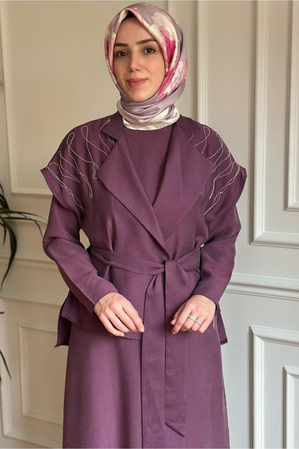 Yelekli Elbise Mürdüm