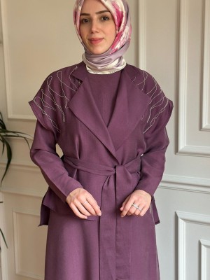 Yelekli Elbise Mürdüm