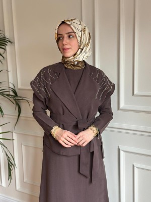 Yelekli Elbise Kahverengi