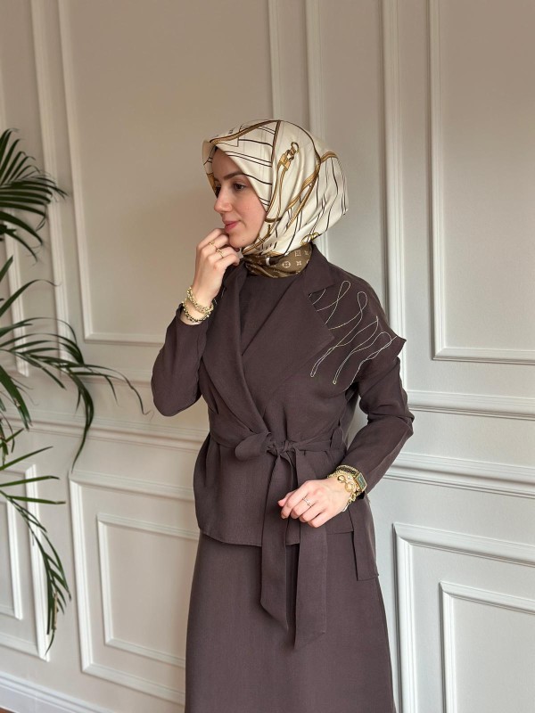 Yelekli Elbise Kahverengi