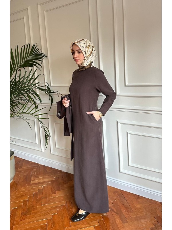 Yelekli Elbise Kahverengi