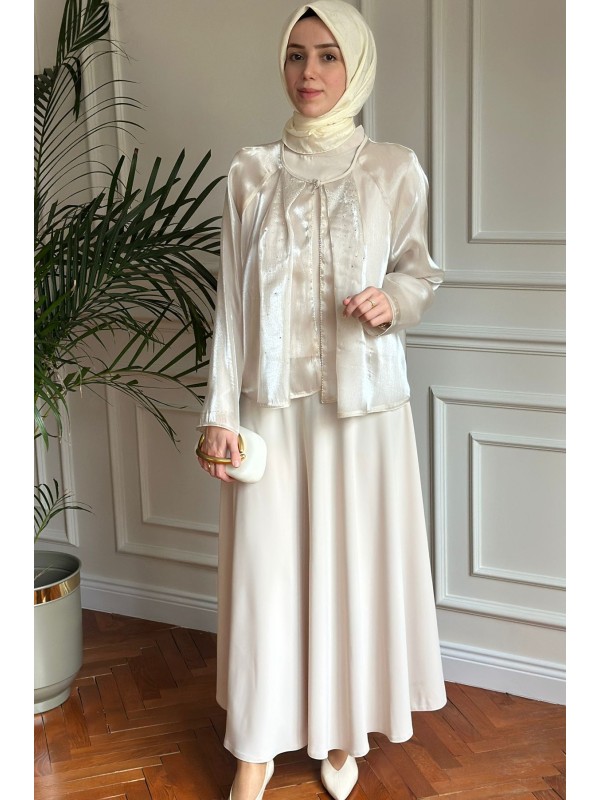 Işıltı Takım Bej