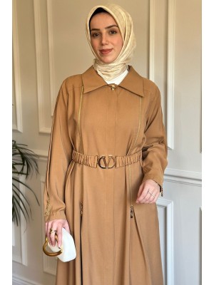 Fermuar Detaylı Kap 1637 Taba