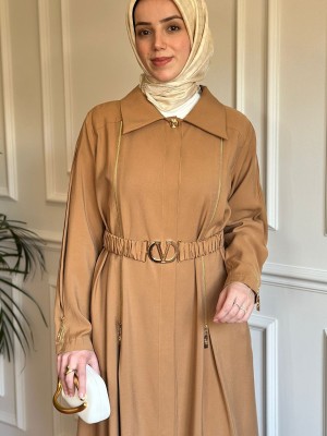 Fermuar Detaylı Kap 1637 Taba