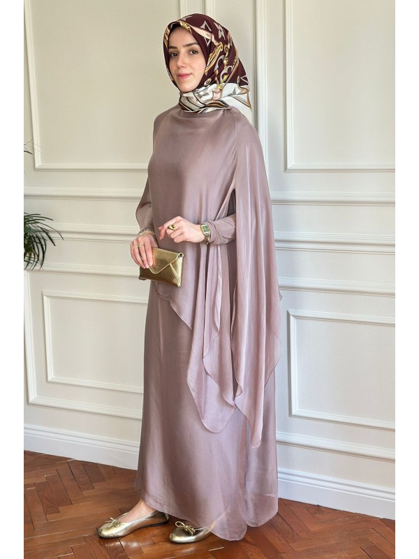İpek Elbise Pudra