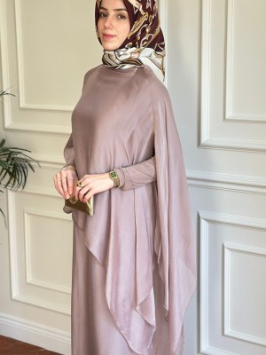 İpek Elbise Pudra