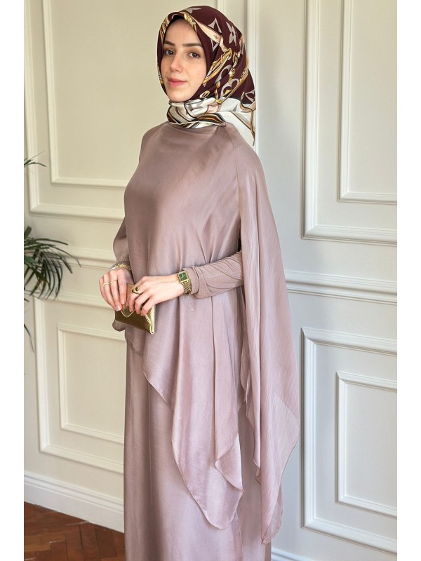 İpek Elbise Pudra