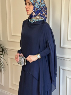 İpek Elbise Lacivert