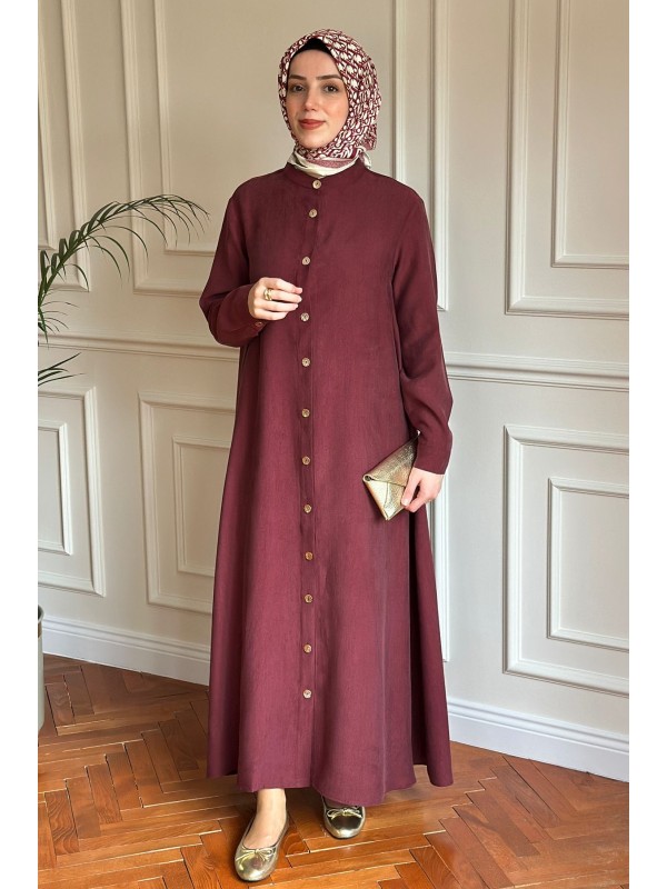 Tensel Düğmeli Kap Bordo