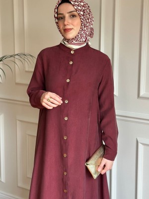 Tensel Düğmeli Kap Bordo