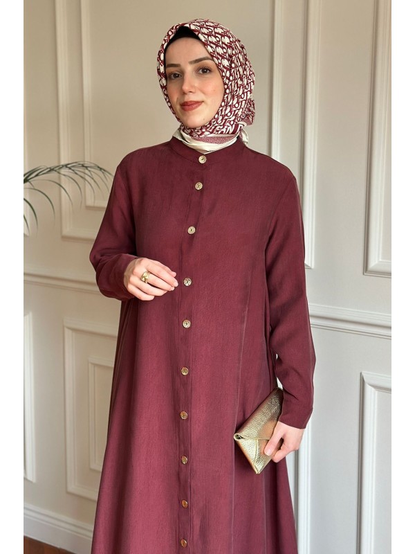 Tensel Düğmeli Kap Bordo