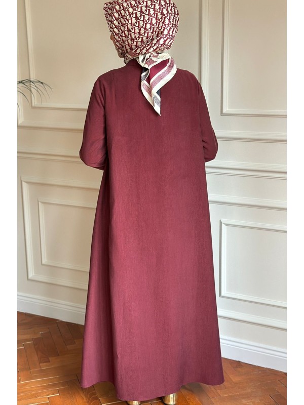 Tensel Düğmeli Kap Bordo