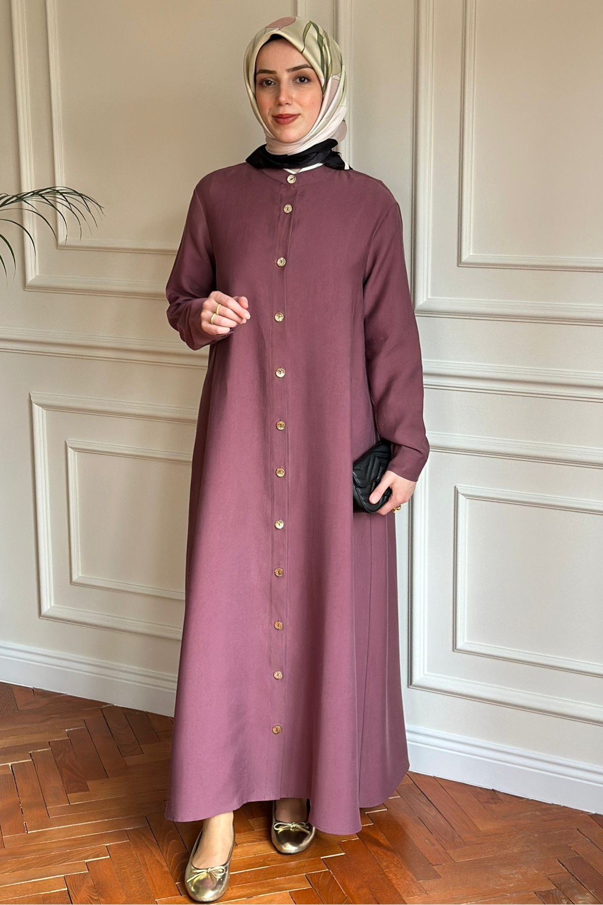 Tensel Düğmeli Kap Mürdüm