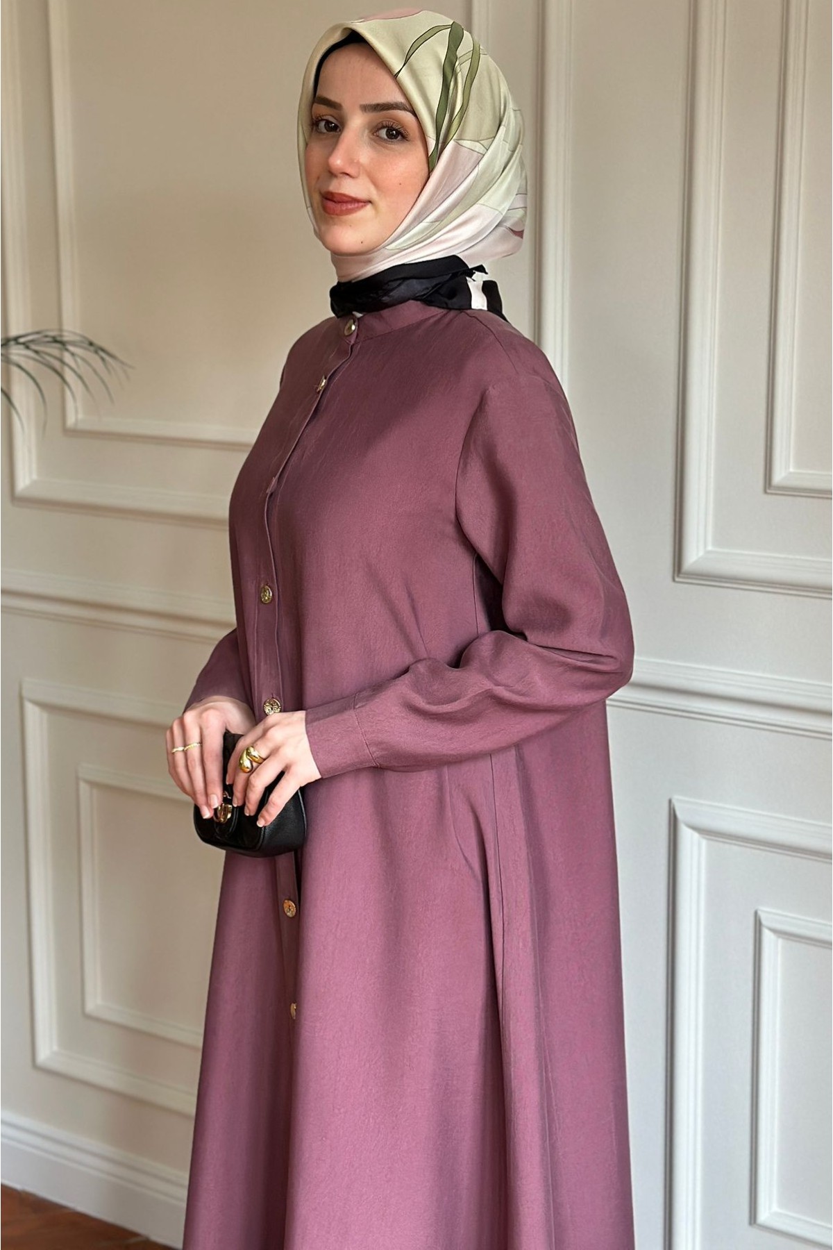 Tensel Düğmeli Kap Mürdüm