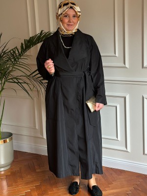 Nurcan Çetin Paraşüt Trençkot Siyah