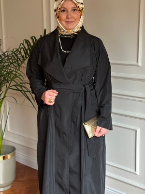 Nurcan Çetin Paraşüt Trençkot Siyah