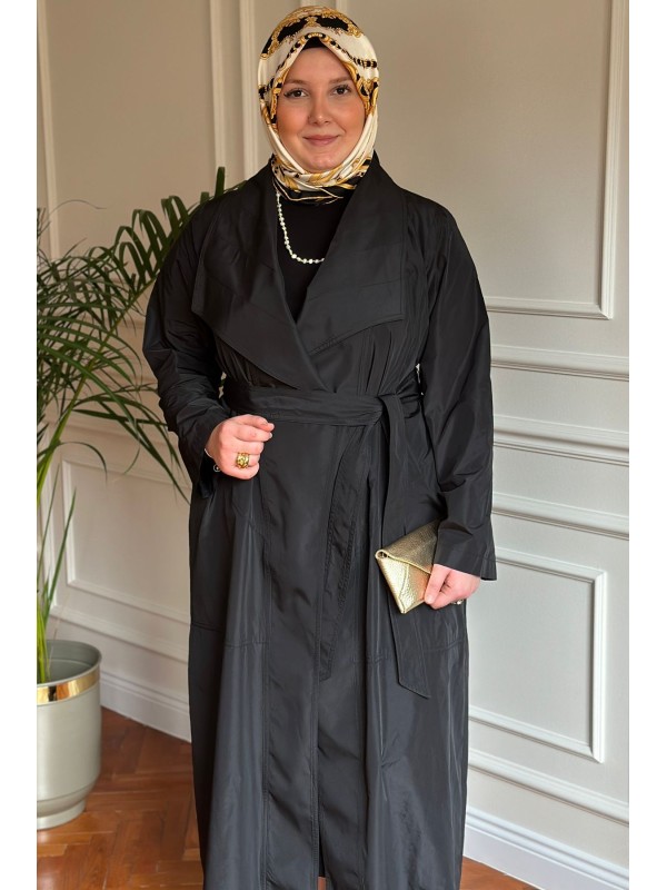 Nurcan Çetin Paraşüt Trençkot Siyah