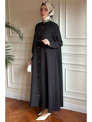 Tensel Düğmeli Kap Siyah