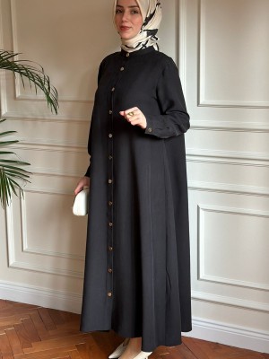 Tensel Düğmeli Kap Siyah
