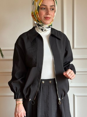 Fermuarlı Ceket Siyah