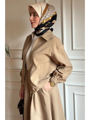 Fermuarlı Ceket Bej