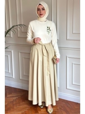 Exquise Nakışlı Elbise Ekru/Bej