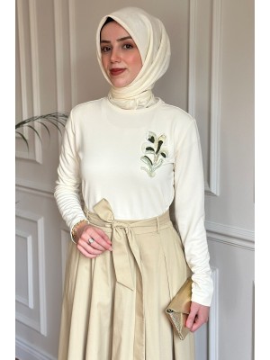 Exquise Nakışlı Elbise Ekru/Bej