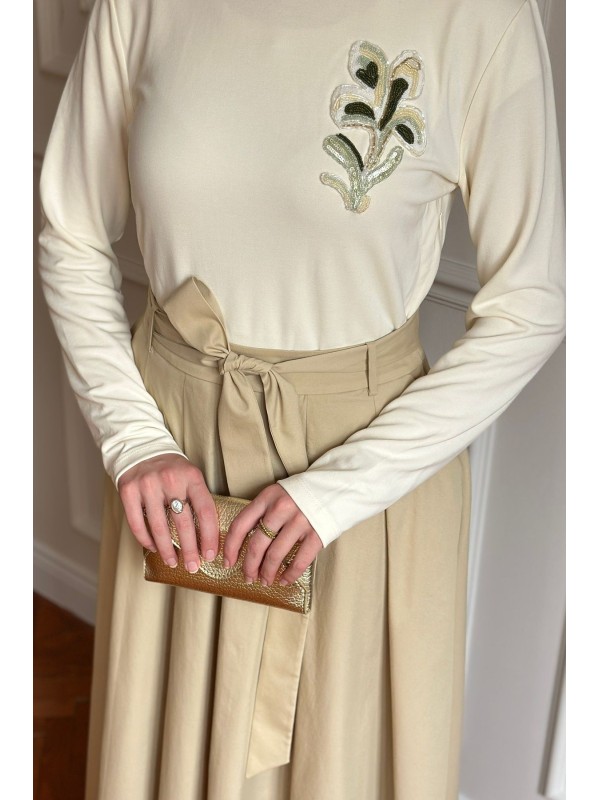 Exquise Nakışlı Elbise Ekru/Bej