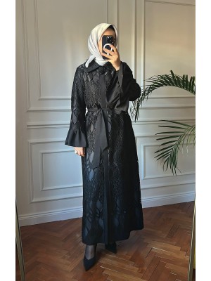 Güpürlü Şık Ferace Siyah