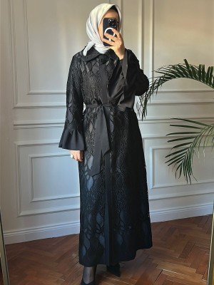 Güpürlü Şık Ferace Siyah