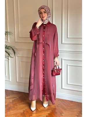 Düğmeli İpek Elbise