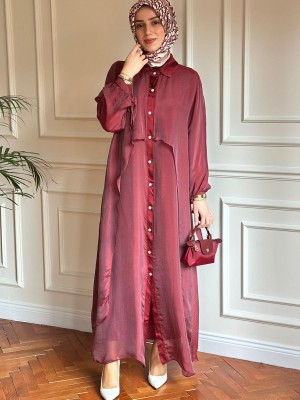 Düğmeli İpek Elbise