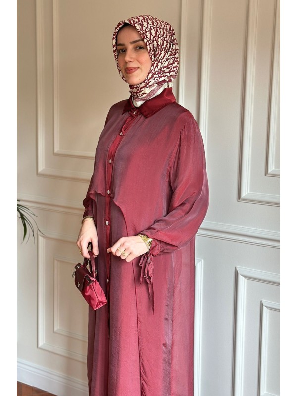 Düğmeli İpek Elbise