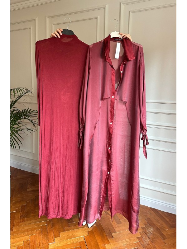 Düğmeli İpek Elbise