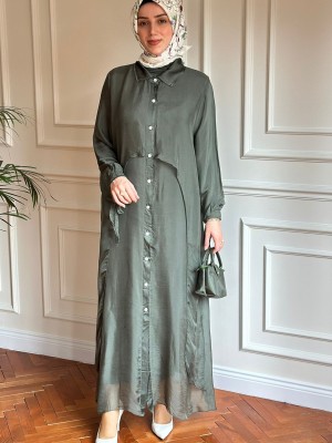 Düğmeli İpek Elbise