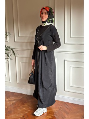 Yeni Sezon Fermuar Detaylı Elbise 040