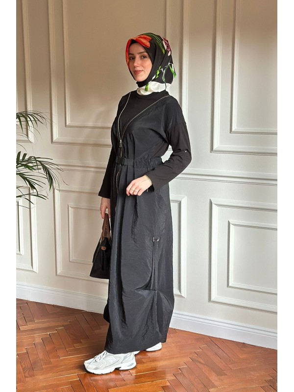 Yeni Sezon Fermuar Detaylı Elbise 040