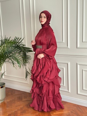 Abiye Elbise Bordo