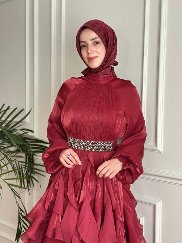 Abiye Elbise Bordo