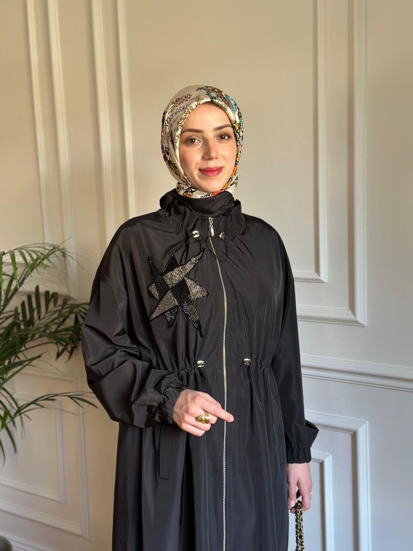 Nurcan Çetin Yazlık Trençkot Siyah