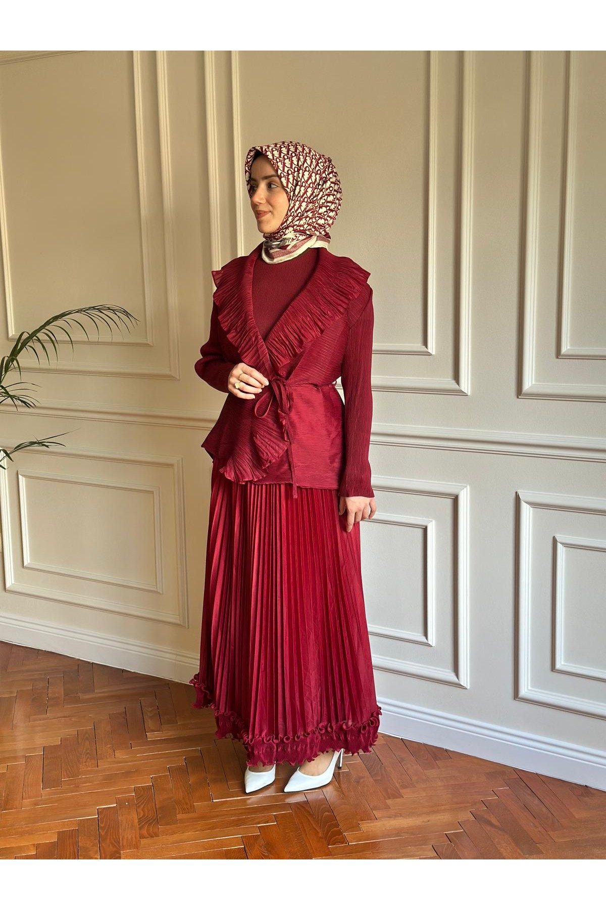 Üçlü Akordiyon Takım Bordo